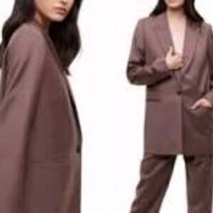 Aritzia Wilfred Belcastel Blazer Jacket  Oversized Brown Tailored Women's Medium